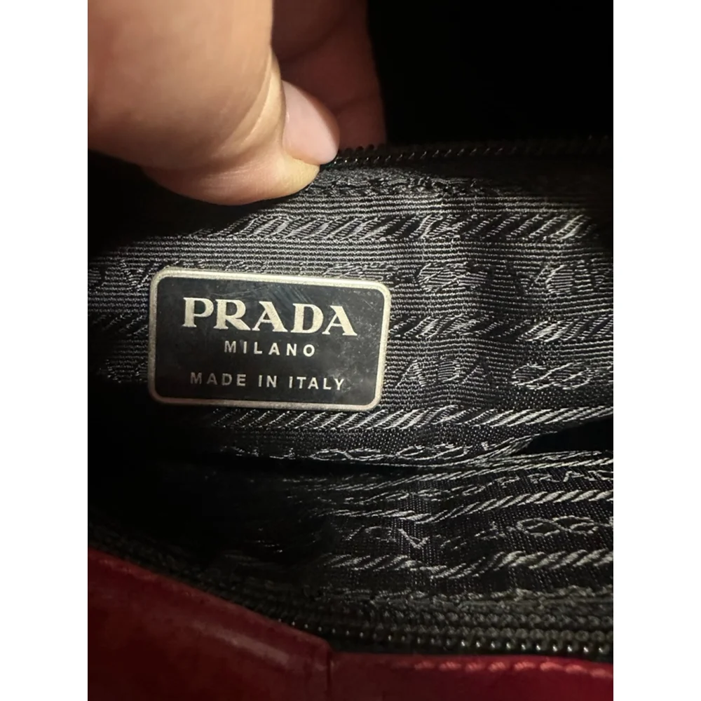 Women's Prada Deep Red Embossed Patent Leather Shoulder Bag One Size - Picture 16 of 16